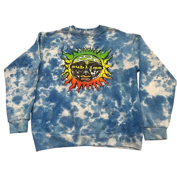 Sublime Tour Blue Tie Dye Sweatshirt Size Medium Y2K Grunge Crew Neck EUC - Picture 1 of 7